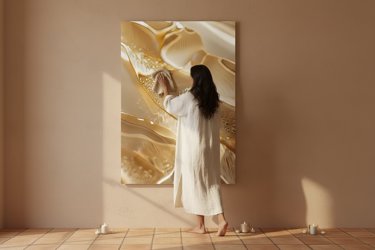 Entretenir une affiche murale méditerranéenne — égérie Cassili-home dépoussière une impression avec un chiffon doux