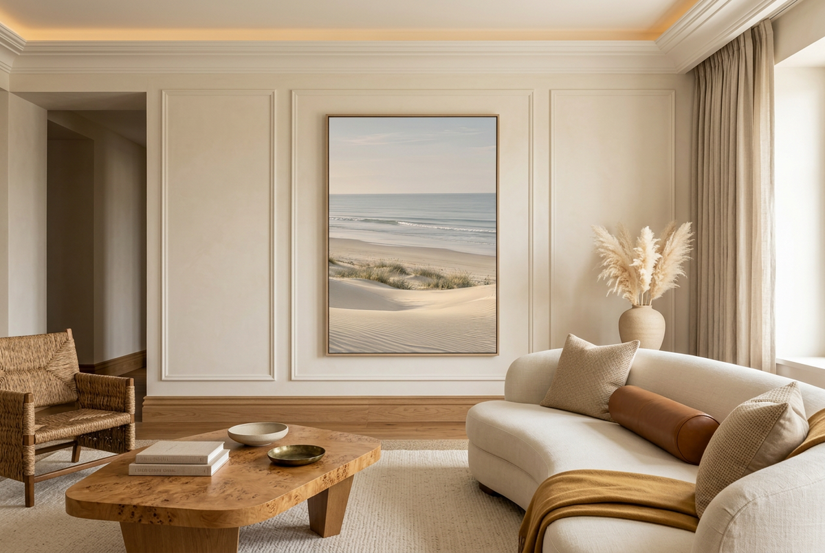 Sea Poster — The Distant Wave, in a living room