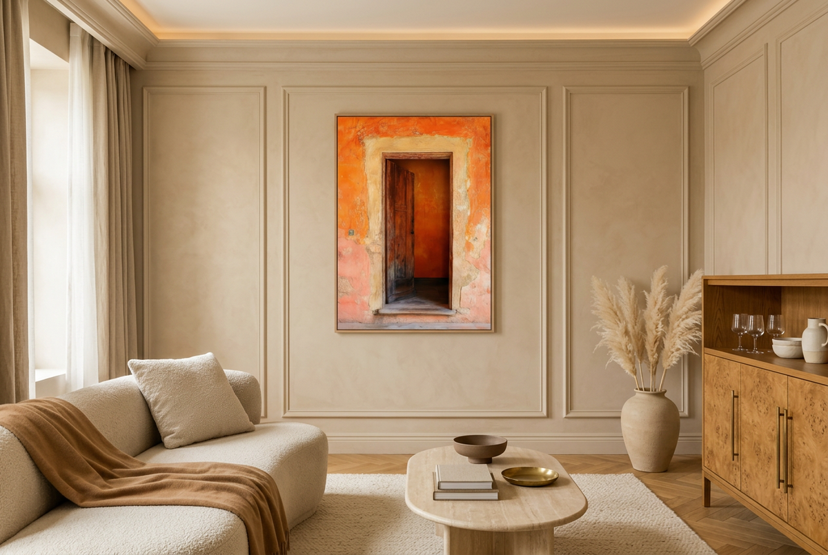 Ochre Poster — The Door Ajar, in a living room