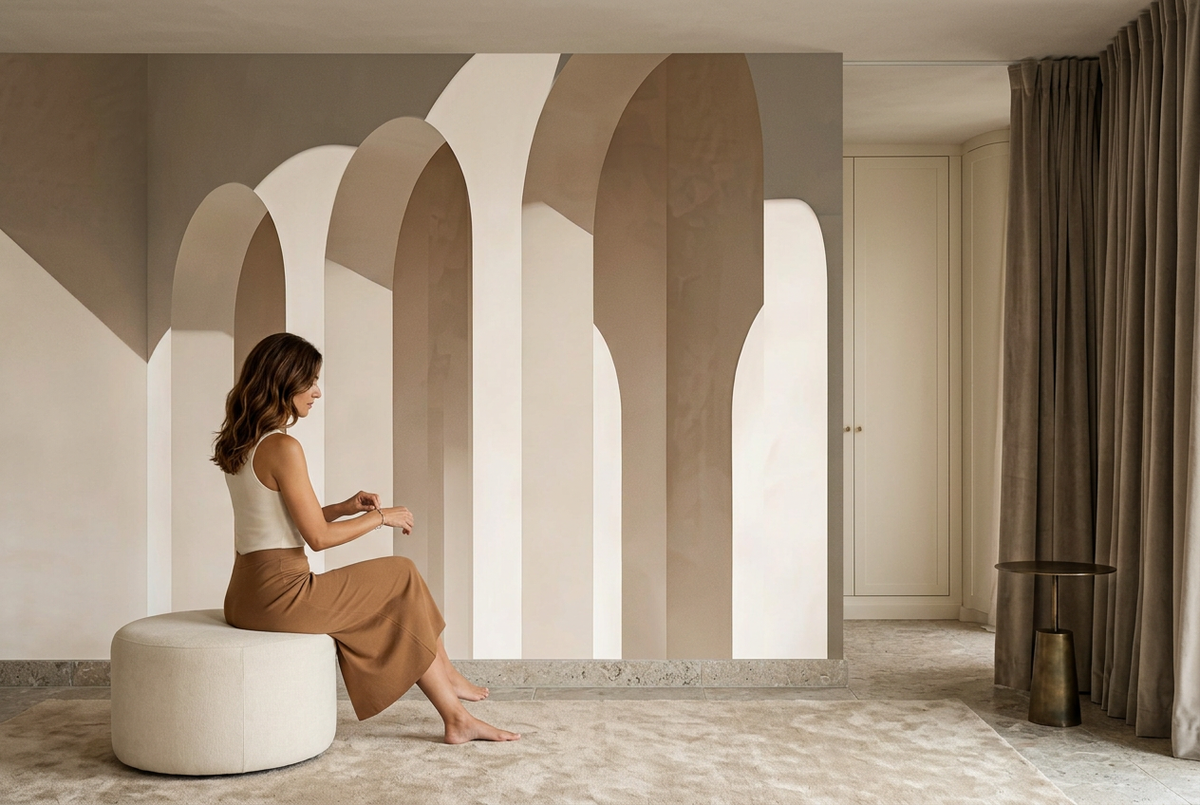 Papier peint panoramique arches en enfilade dans un dressing