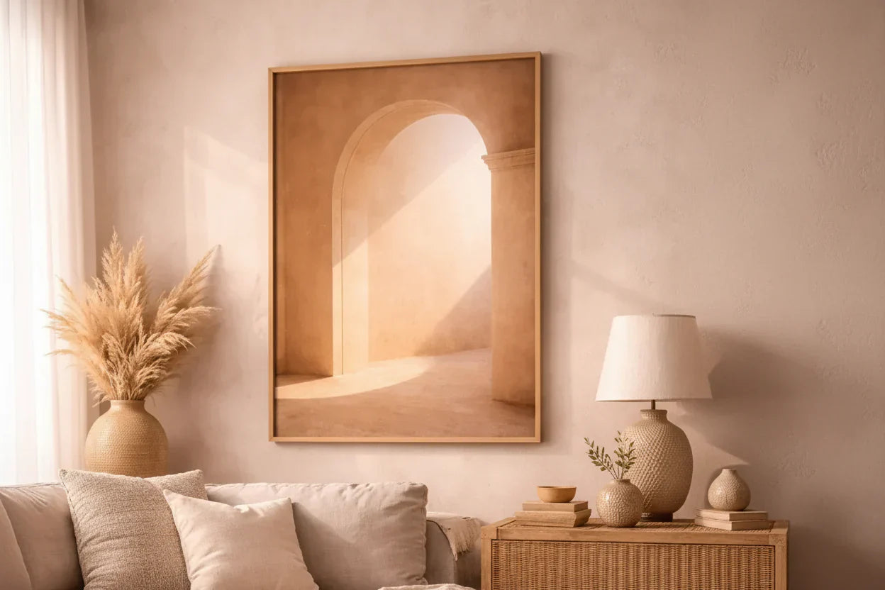 Affiche murale lumière — jeux de lumière dorée minimaliste | Cassili-home