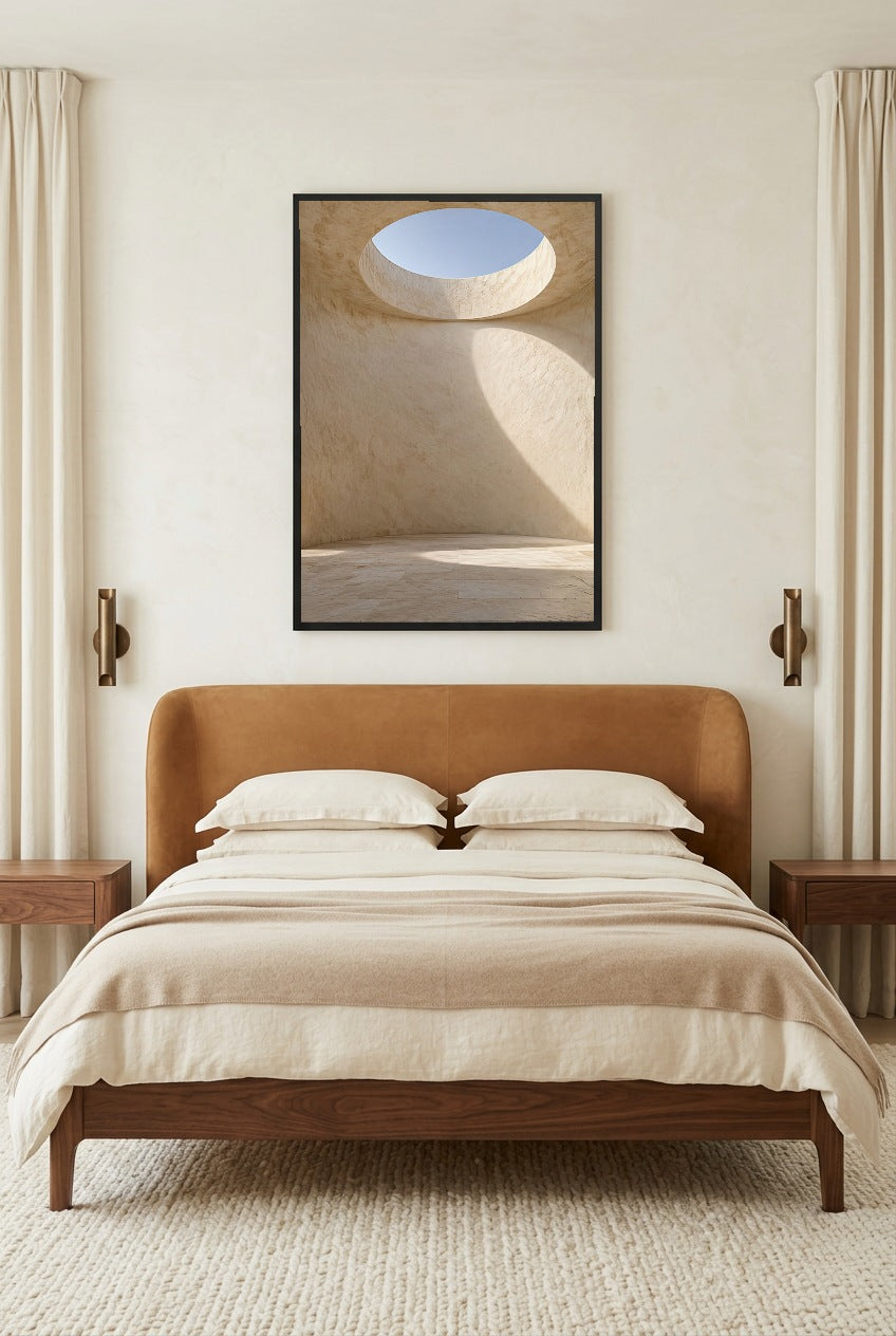 The Oculus — poster in a black frame in a bright bedroom