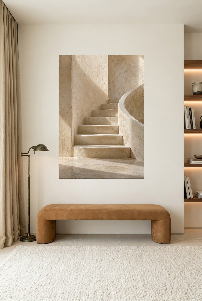 L'Escalier Arrondi — affiche sans cadre dans un salon de lecture