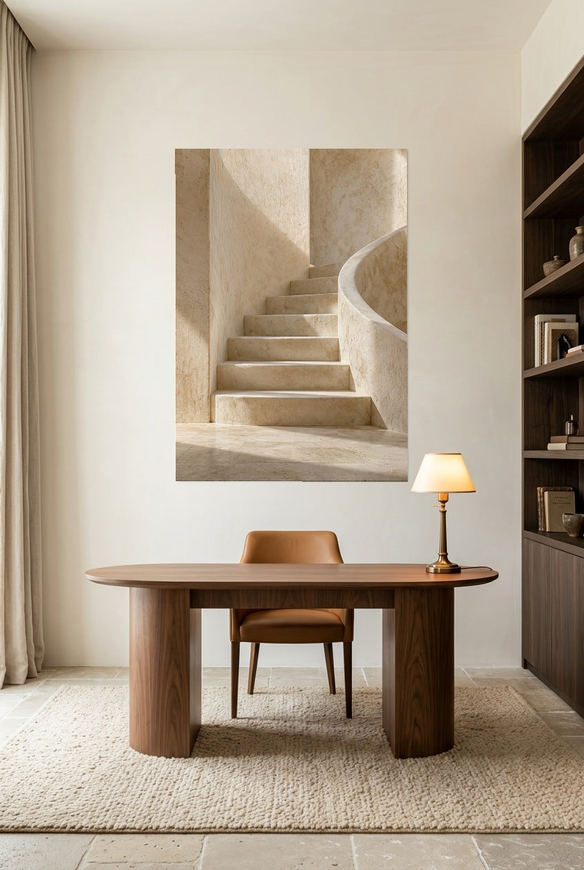 L'Escalier Arrondi — affiche sans cadre au-dessus d’un bureau
