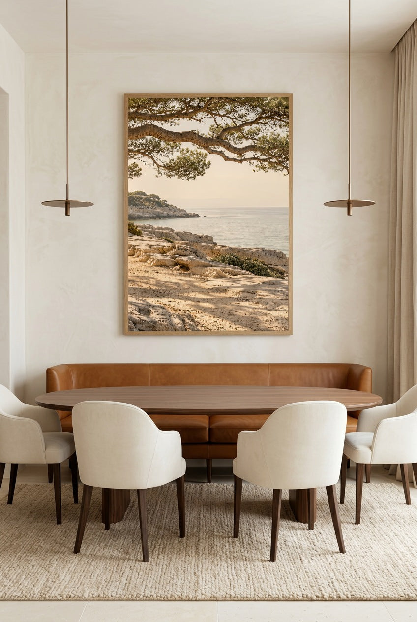 La Branche sur la Mer — affiche en cadre chêne dans une salle à manger