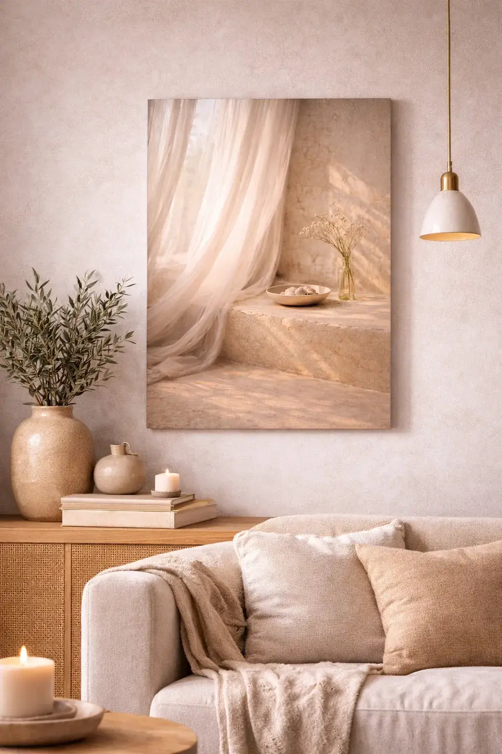 Voilage de Lumière — Affiche murale minimaliste beige architecture — affiche murale minimaliste | Cassili-home