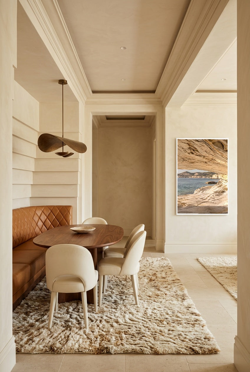 The Way Out to Sea — poster in a white frame in a dining room