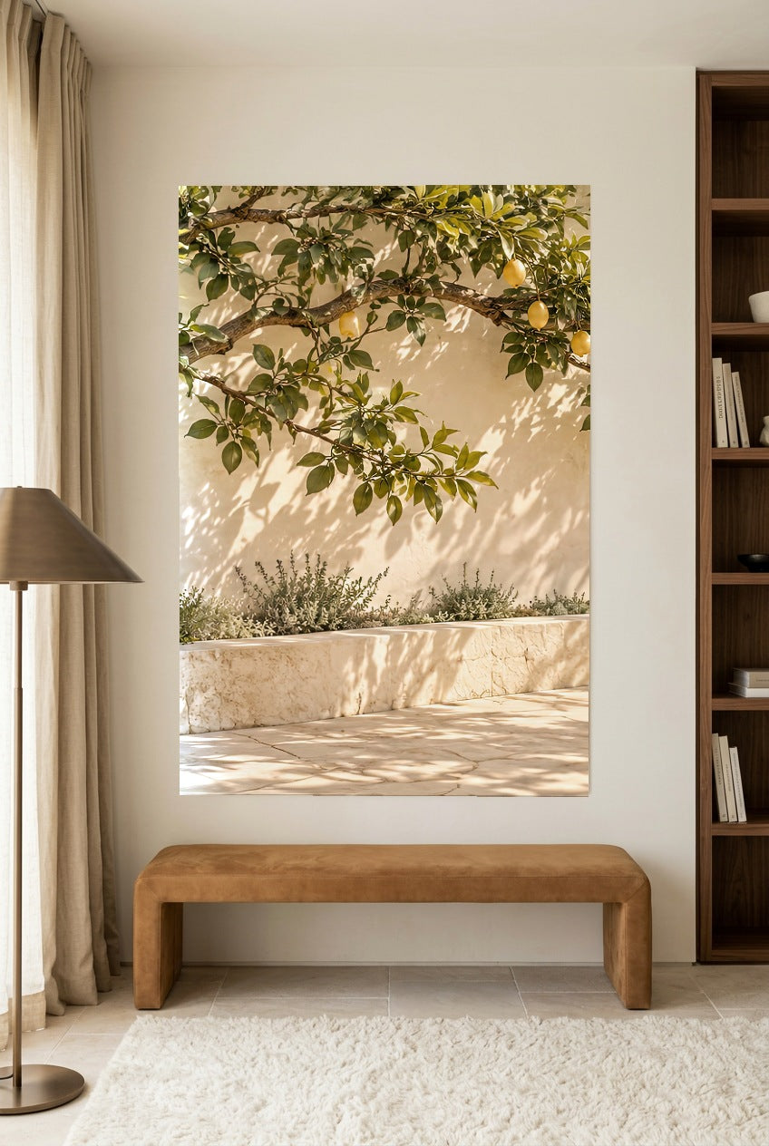 Les Citrons Suspendus — affiche sans cadre dans un salon de lecture lumineux