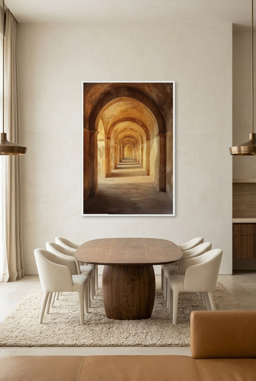 De Arcade — poster in witte lijst in een eetkamer