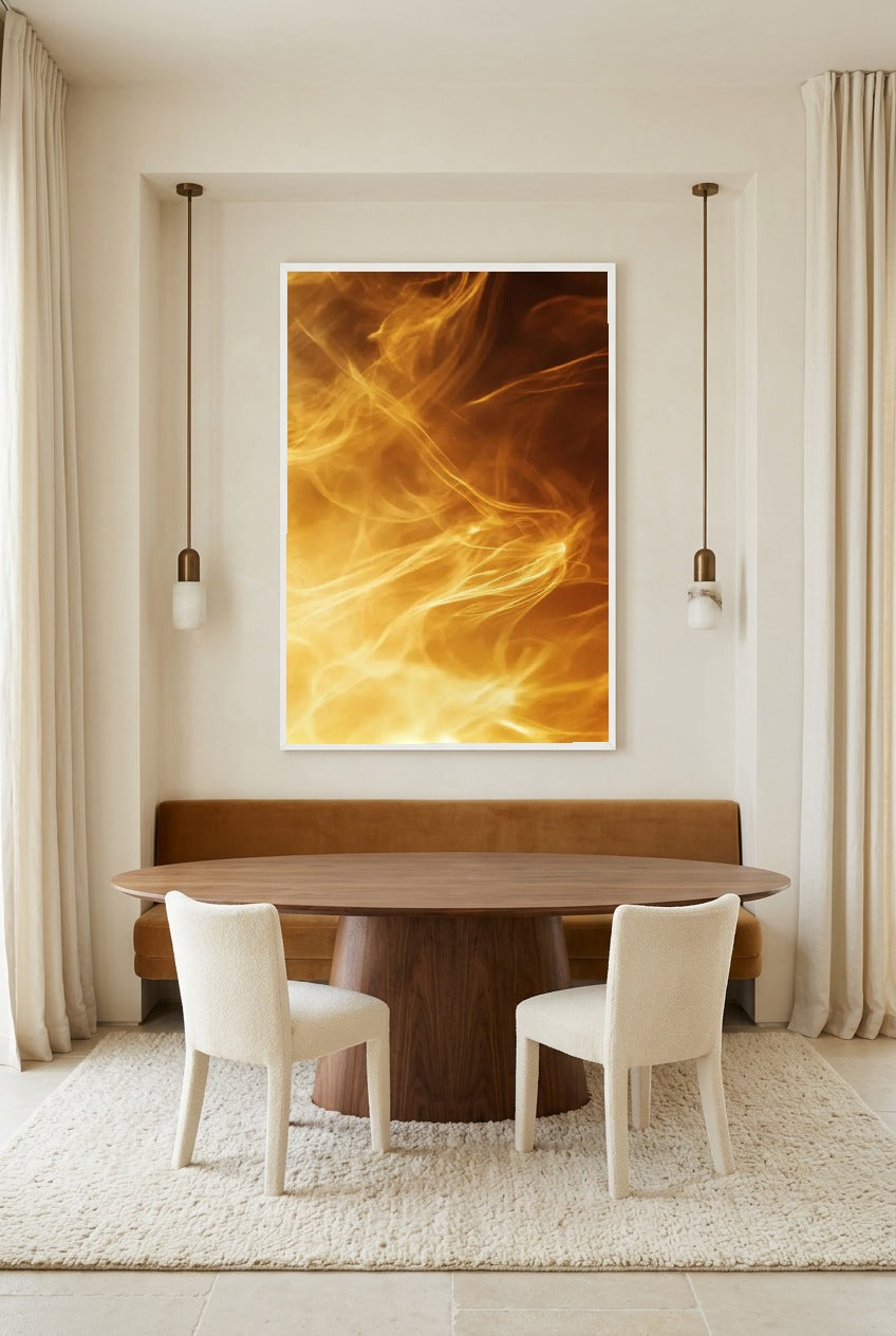 El Alma del Fuego — póster con marco blanco en un comedor