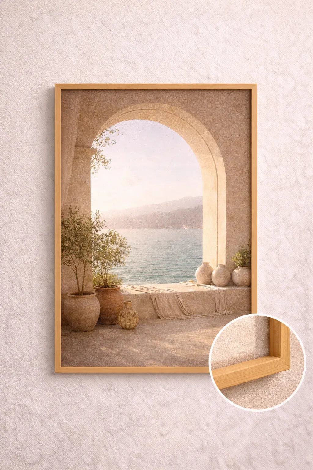 Horizon Méditerranéen — Affiche Murale Minimaliste Beige et Blanc Architecture Méditerranéenne — affiche murale minimaliste | Cassili-home