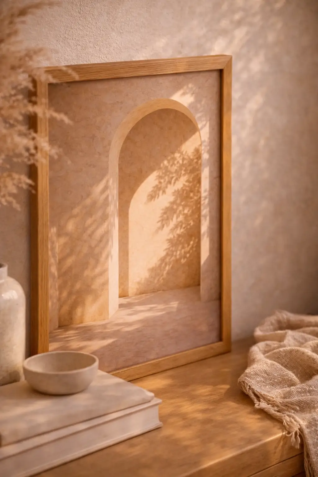 Arche Solaire — Affiche Murale Minimaliste Beige Architecture Méditerranéenne Et Lumière — affiche murale minimaliste | Cassili-home