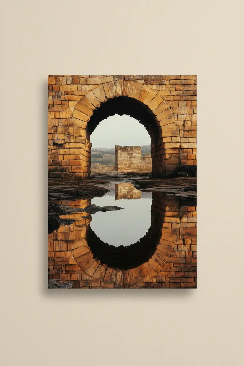 L’Œil du Château — Affiche Murale Minimaliste Doré Architecture — affiche murale minimaliste | Cassili-home