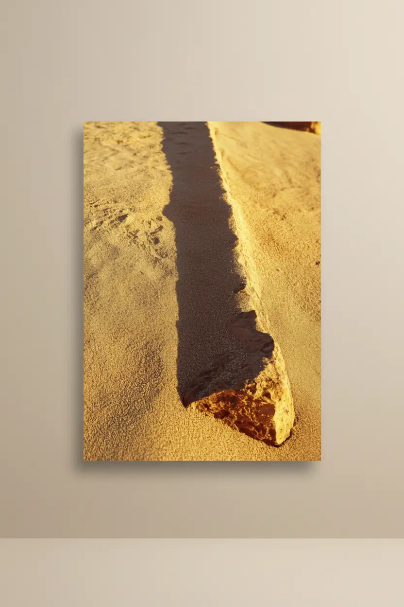 L’Ombre de Pierre — Affiche murale minimaliste sable doré et ombre — affiche murale minimaliste | Cassili-home