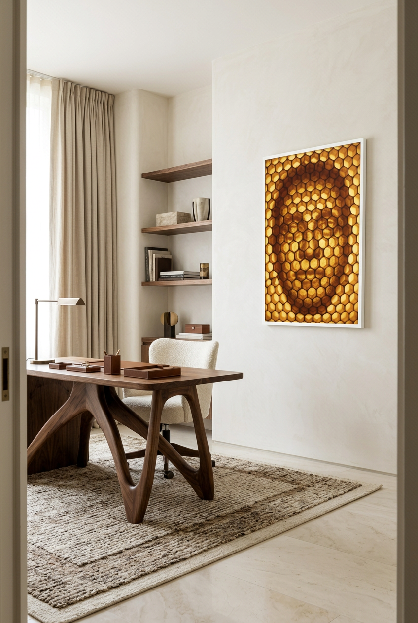 Alvéoles d’Or cadre blanc dans un bureau