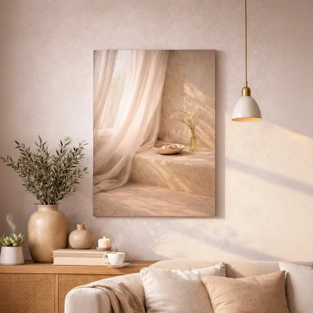 Voilage de Lumière — Affiche murale minimaliste beige architecture — affiche murale minimaliste | Cassili-home