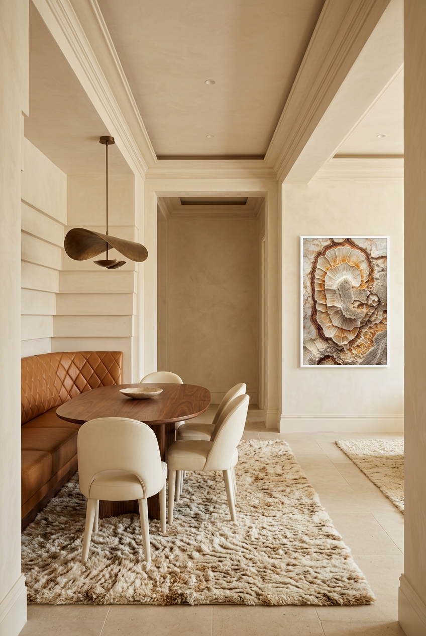 Ammonite — poster in a white frame in a dining room