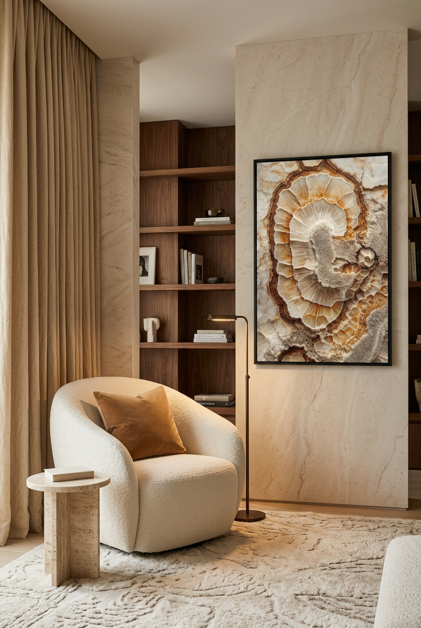 Ammonite — poster in a black frame in a living room