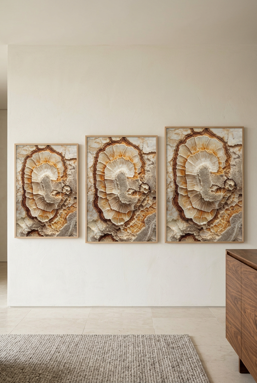 Ammonite — three sizes of the poster in oak frames