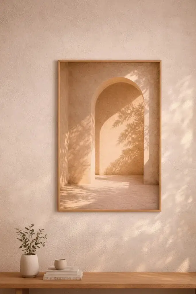 Arche Solaire — Affiche Murale Minimaliste Beige Architecture Méditerranéenne Et Lumière — affiche murale minimaliste | Cassili-home