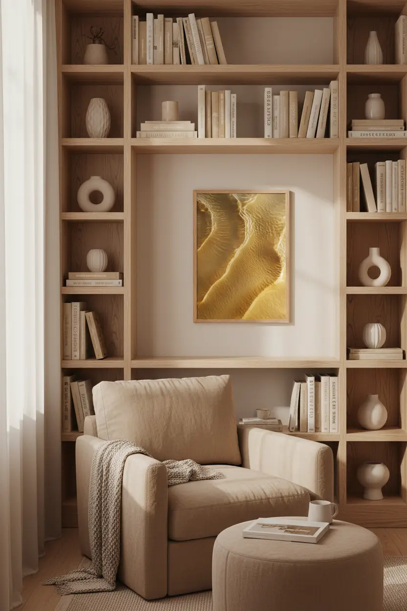 L’Or Du Désert — Affiche Murale Minimaliste Sable Doré Et Dunes Sculptées Sous Lumière Rasante — affiche murale minimaliste | Cassili-home