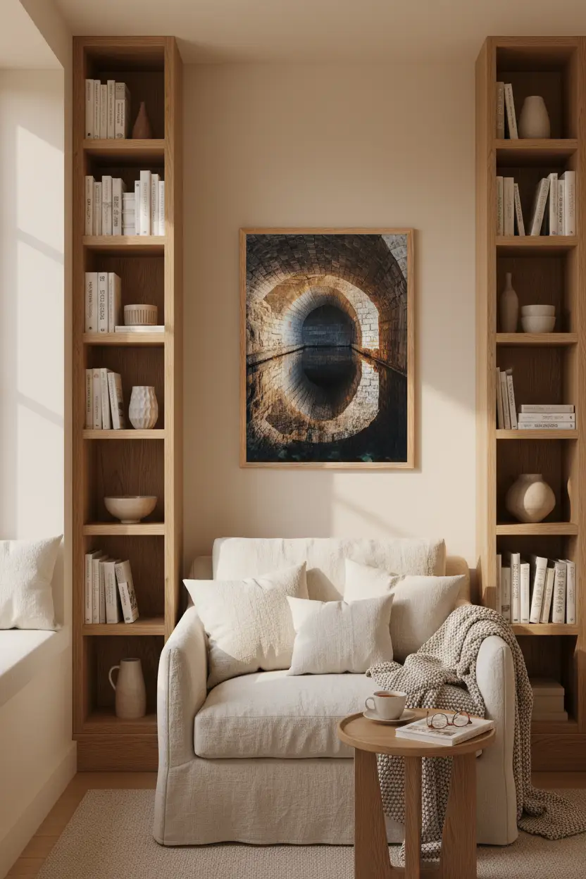 Le Passage Secret — Affiche murale minimaliste gris et beige texture minérale et lumière douce — affiche murale minimaliste | Cassili-home