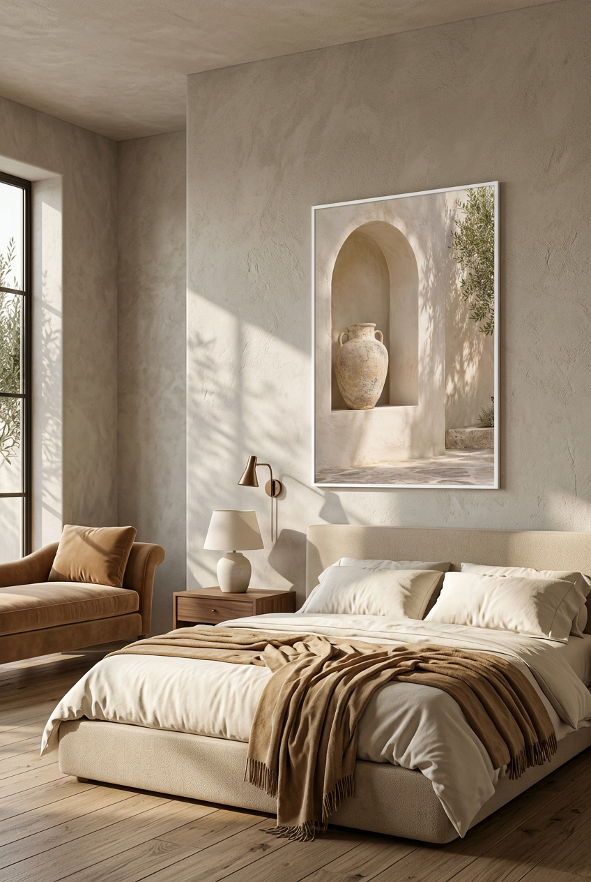 The Amphora Niche — poster in a white frame in a bedroom