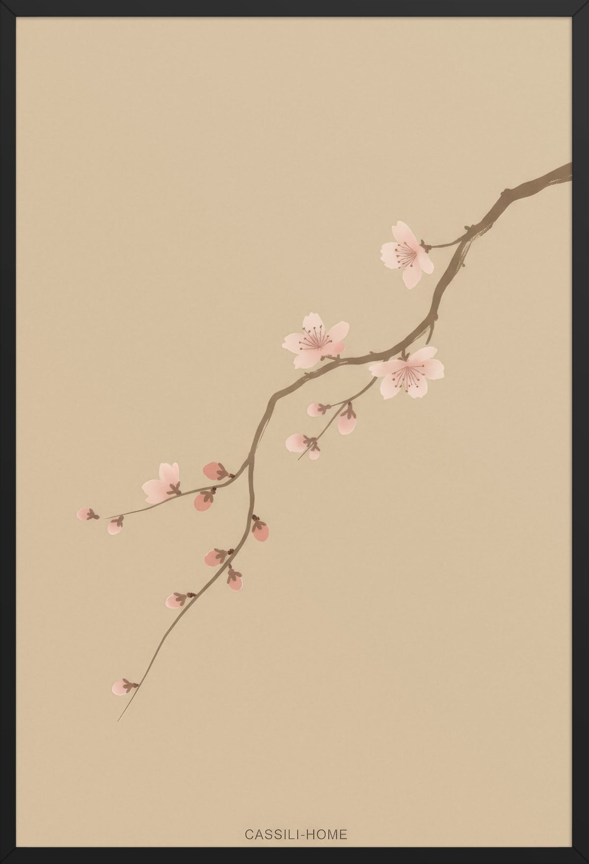 Cherry Blossom Branch — poster in a black frame, front view