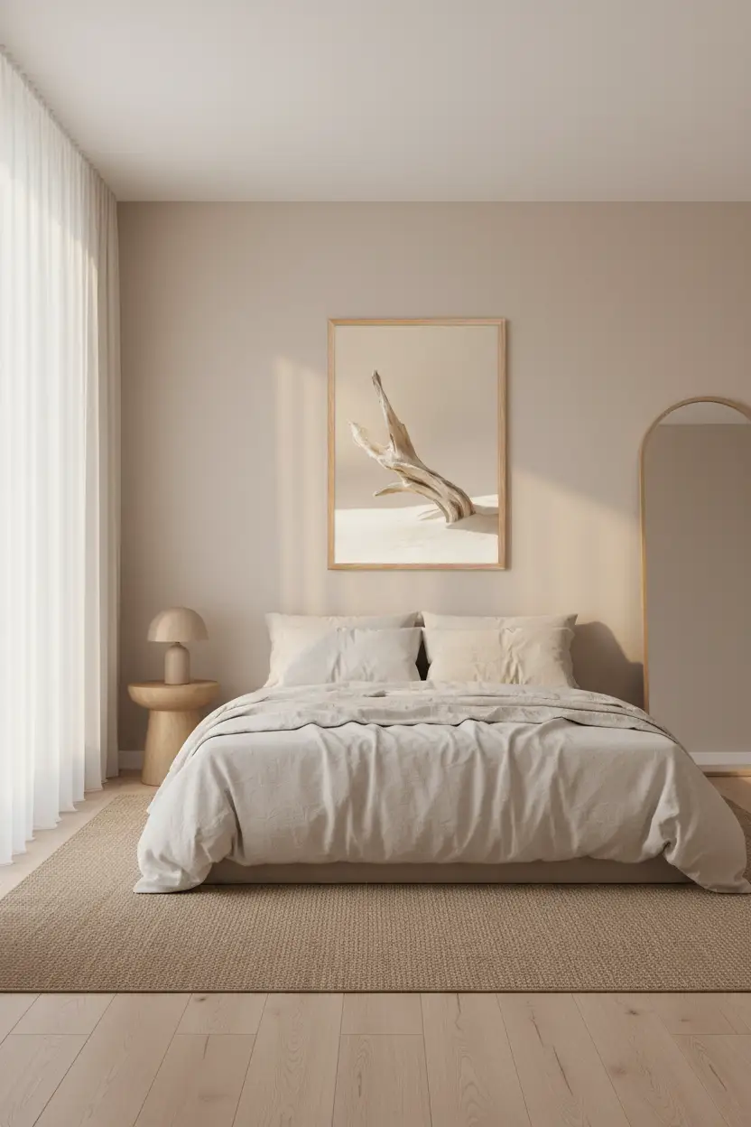 Branche Dressée — Affiche Murale Minimaliste Beige Et Ivoire Nature Et Mer Lumineuse — affiche murale minimaliste | Cassili-home