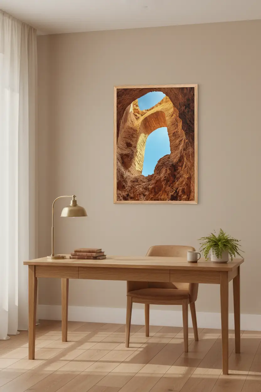 L’Œil du Canyon — Affiche murale minimaliste ocre texture minérale canyon panoramique — affiche murale minimaliste | Cassili-home