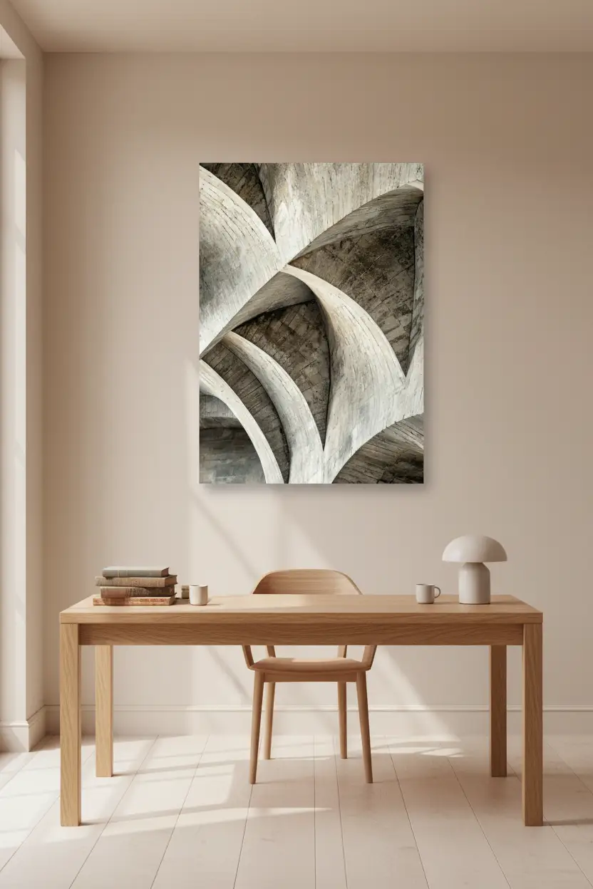 La Spirale de Béton — Affiche murale minimaliste gris taupe texture minérale — affiche murale minimaliste | Cassili-home