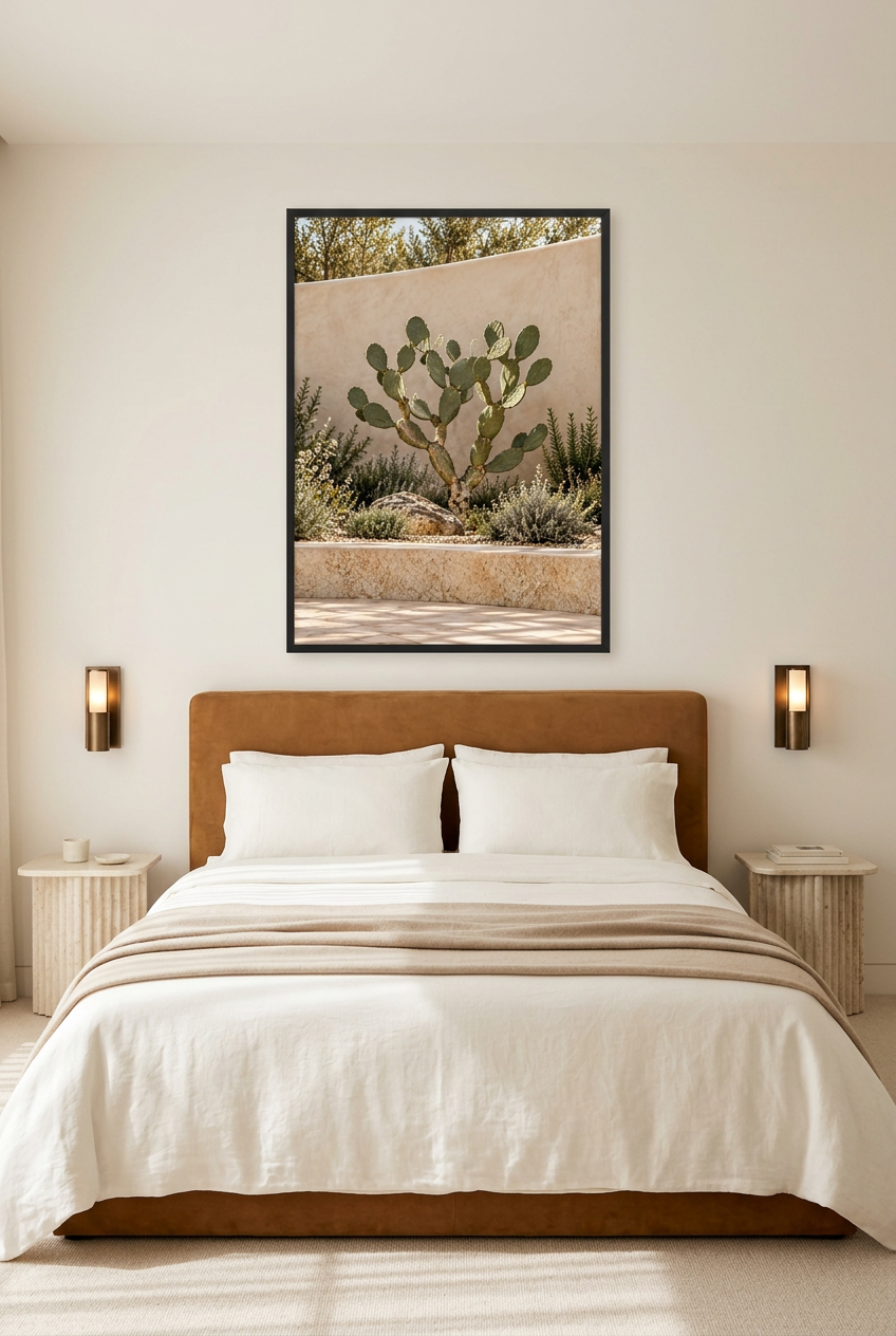 De Vijgcactus — poster in zwarte lijst in een slaapkamer