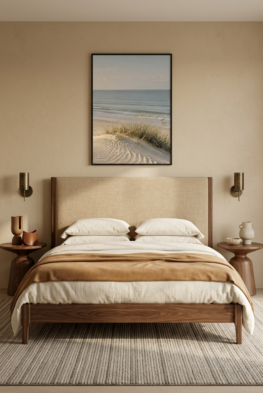 Le Sable Ridé — affiche en cadre noir dans une chambre