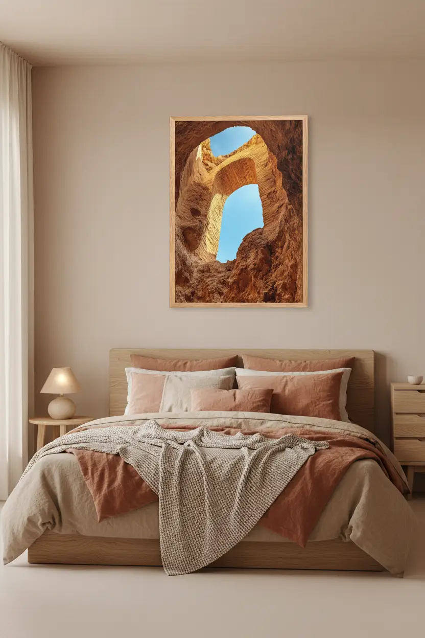 L’Œil du Canyon — Affiche murale minimaliste ocre texture minérale canyon panoramique — affiche murale minimaliste | Cassili-home