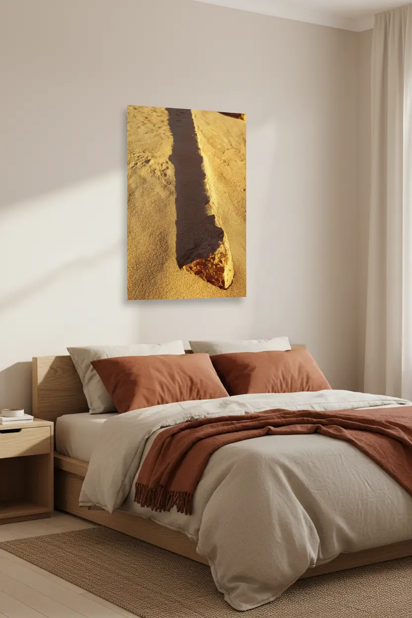 L’Ombre de Pierre — Affiche murale minimaliste sable doré et ombre — affiche murale minimaliste | Cassili-home
