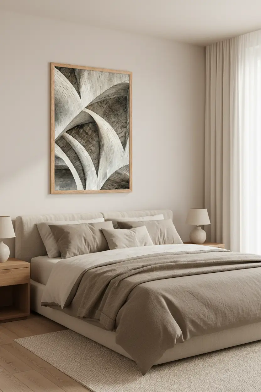 La Spirale de Béton — Affiche murale minimaliste gris taupe texture minérale — affiche murale minimaliste | Cassili-home