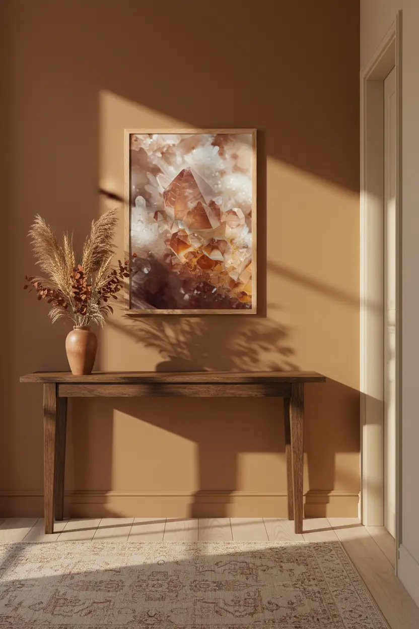 Citrine — Affiche Murale Minimaliste Ambre Et Blanc Cristaux Minéraux Et Lumière — affiche murale minimaliste | Cassili-home