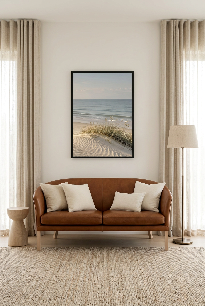 Le Sable Ridé — affiche en cadre noir dans un salon de lecture