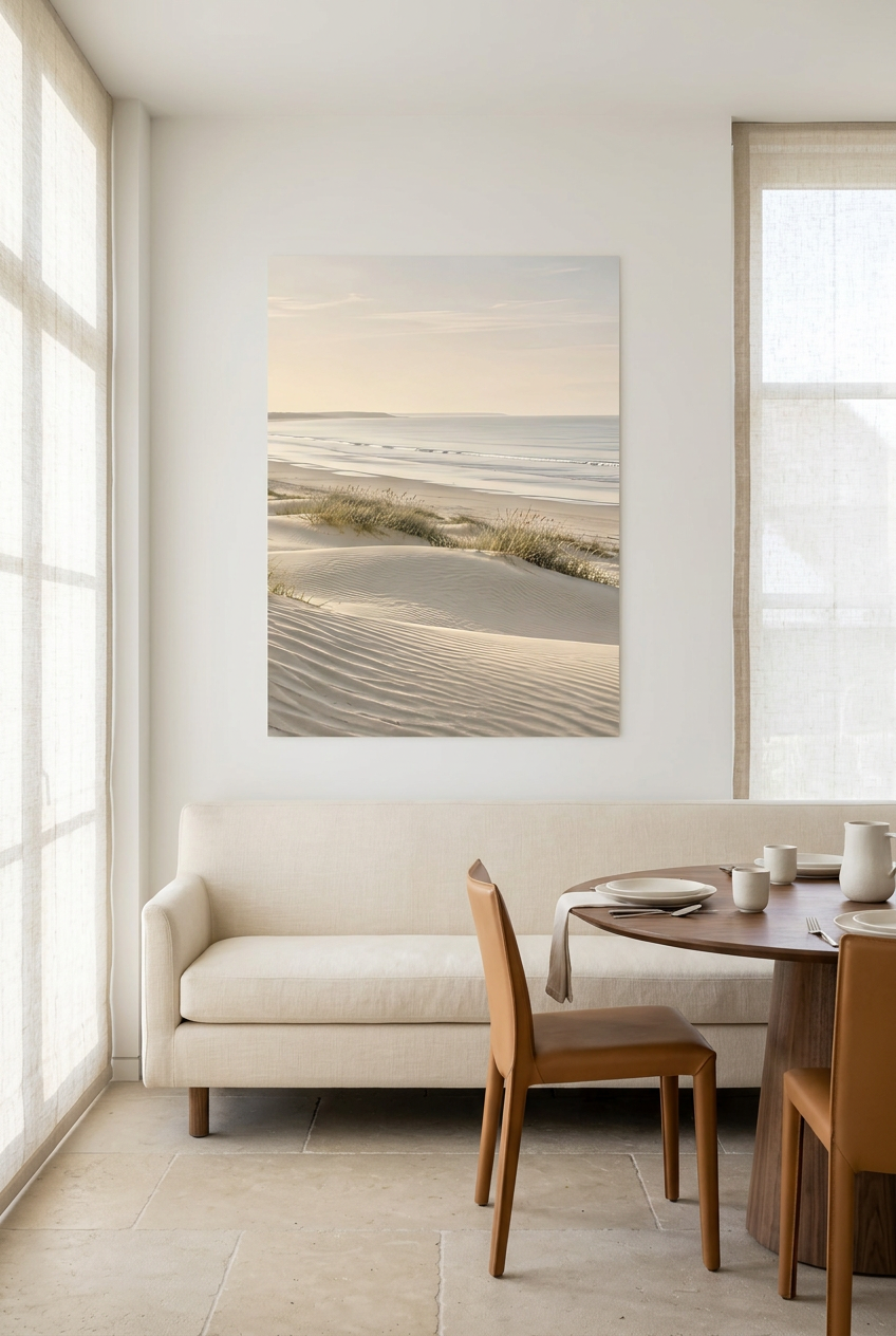 La Dune Blanche — affiche sans cadre dans une salle à manger