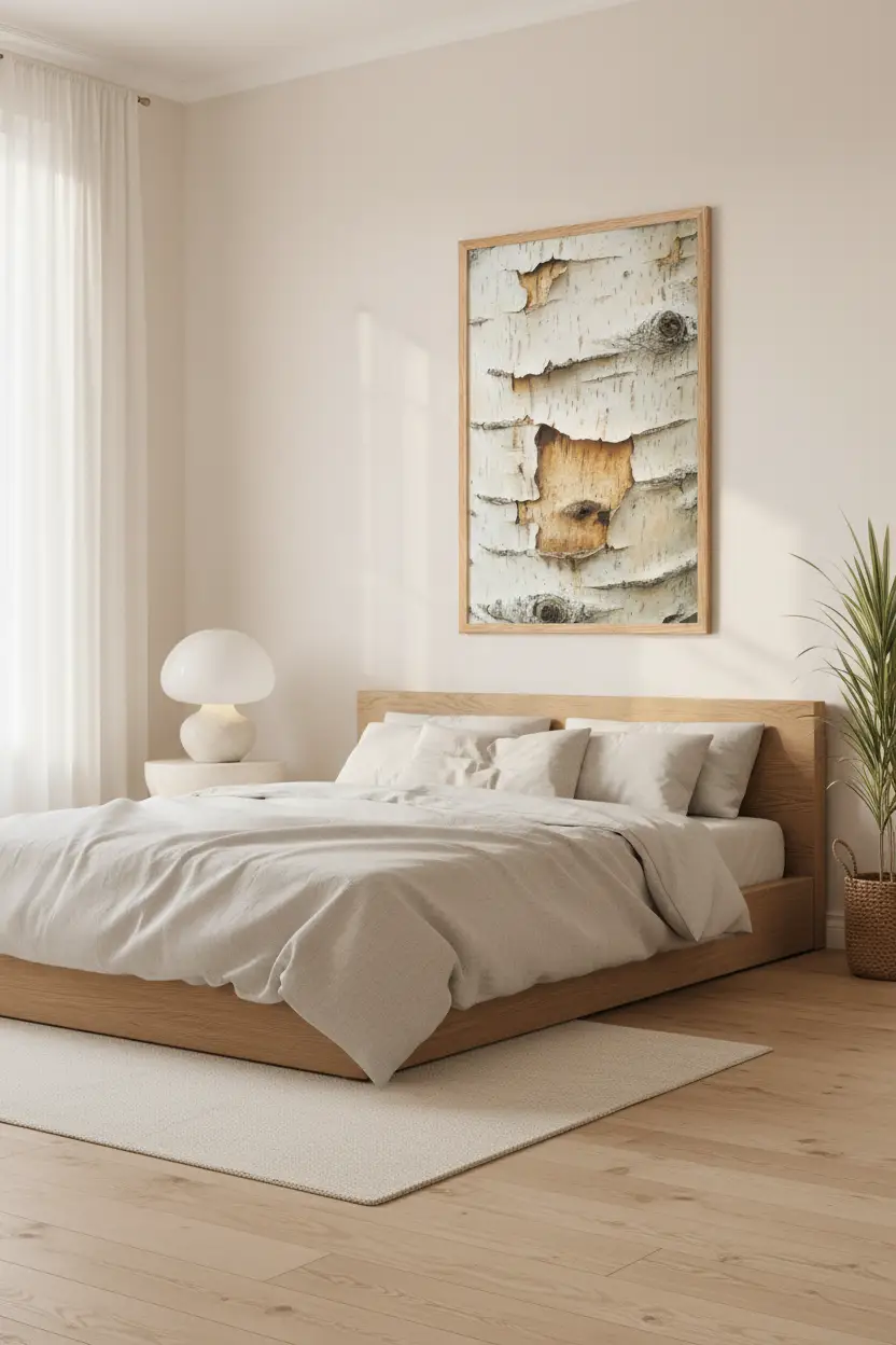 Écorce de Bouleau — Affiche Murale Minimaliste Blanc et Beige Texture Végétale — affiche murale minimaliste | Cassili-home