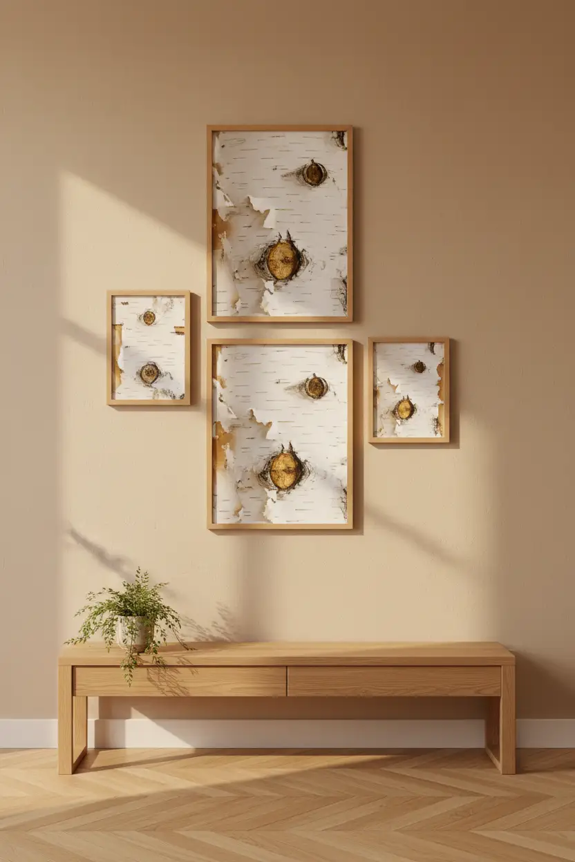 Écorce de Bouleau — Affiche Murale Minimaliste Blanc et Beige Texture Végétale — affiche murale minimaliste | Cassili-home