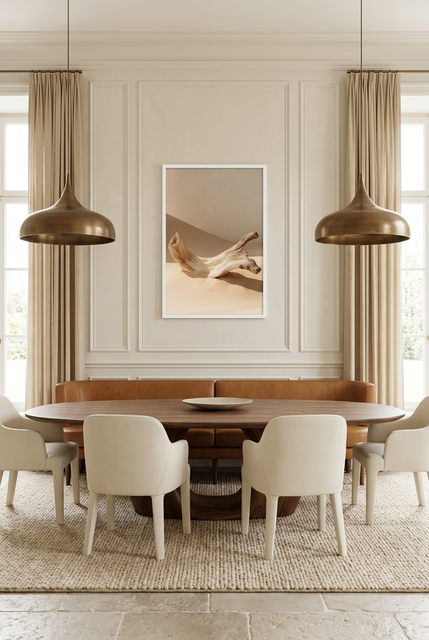 Sea Curve — poster in a white frame in a dining room