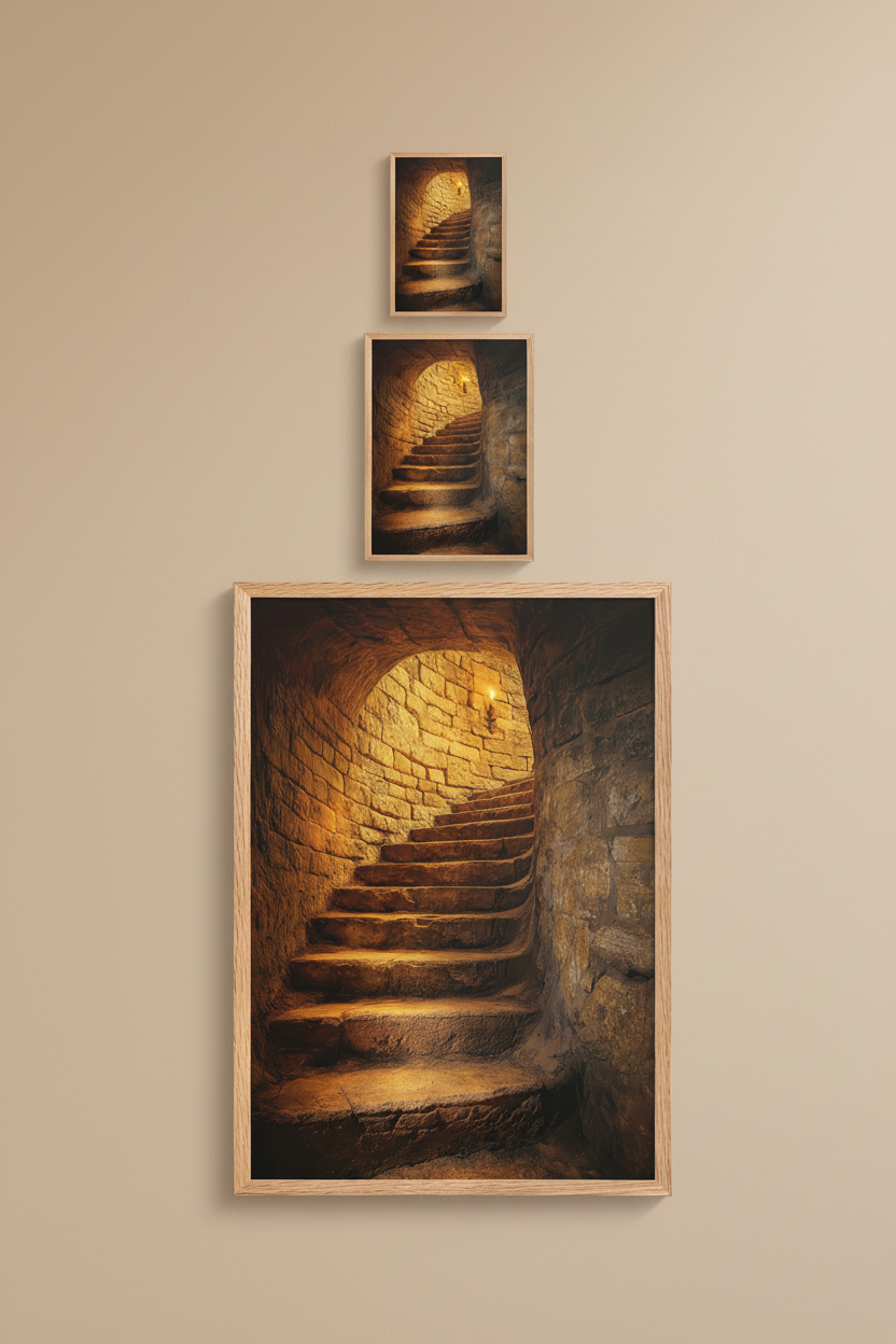 Crypte Dorée — Affiche murale minimaliste ocre et pierre lumière méditerranéenne — affiche murale minimaliste | Cassili-home