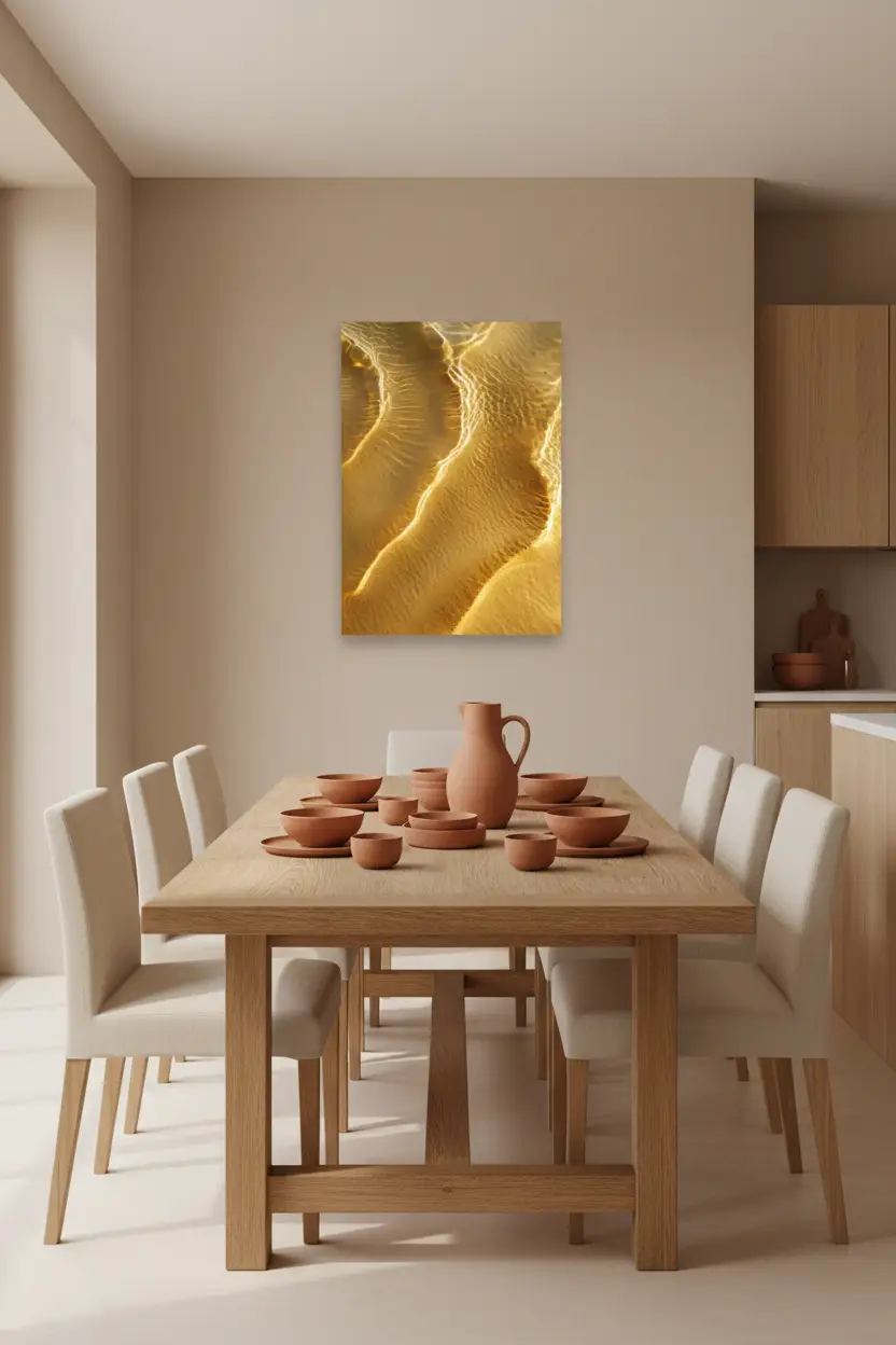 L’Or Du Désert — Affiche Murale Minimaliste Sable Doré Et Dunes Sculptées Sous Lumière Rasante — affiche murale minimaliste | Cassili-home