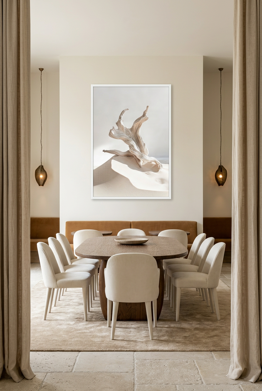 Shore Dance — poster in a white frame in a dining room