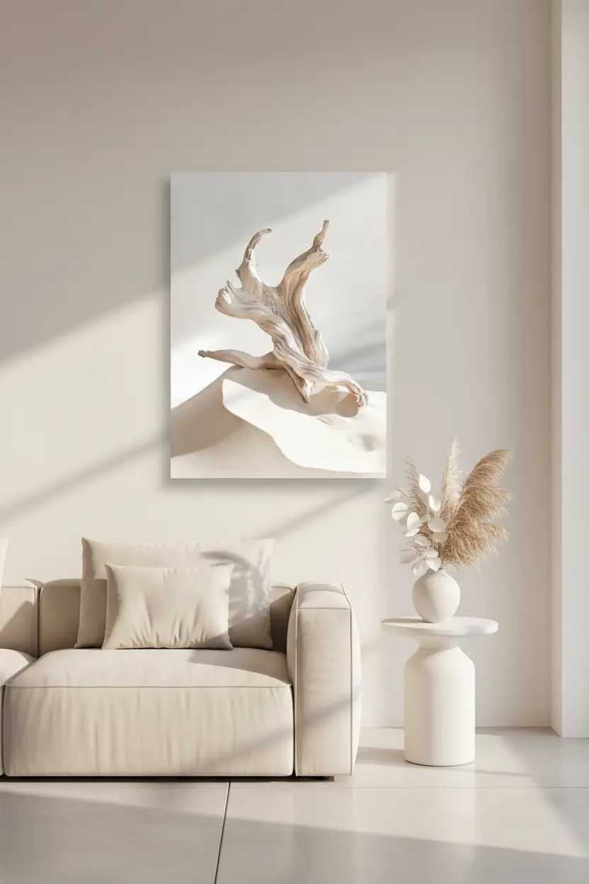 Danse du Rivage — Affiche murale minimaliste Blanc Nacré Nature et Mer Lumière Épurée — affiche murale minimaliste | Cassili-home