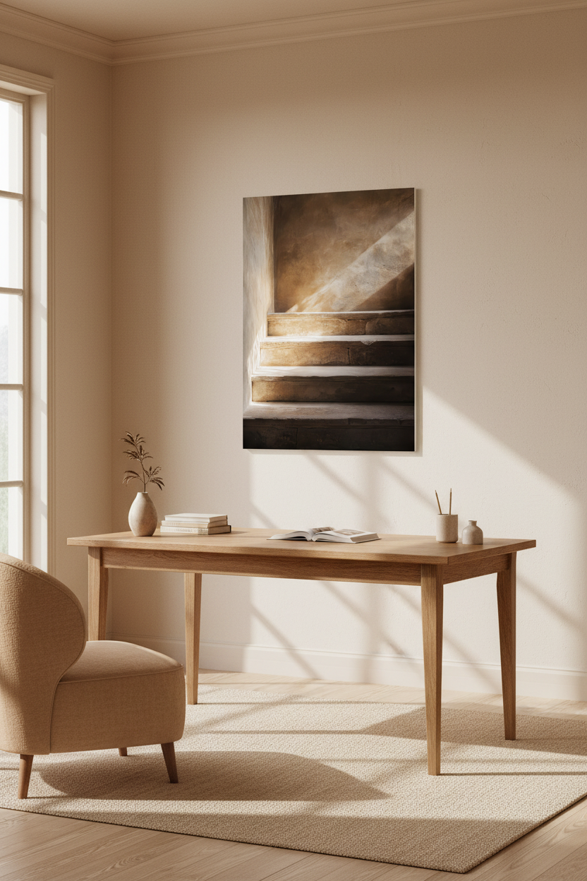 Diagonale — Affiche murale minimaliste beige et pierre lumière — affiche murale minimaliste | Cassili-home