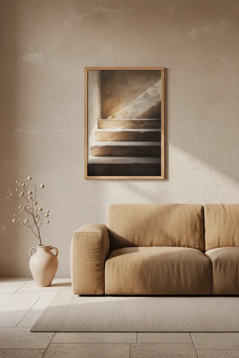 Diagonale — Affiche murale minimaliste beige et pierre lumière — affiche murale minimaliste | Cassili-home