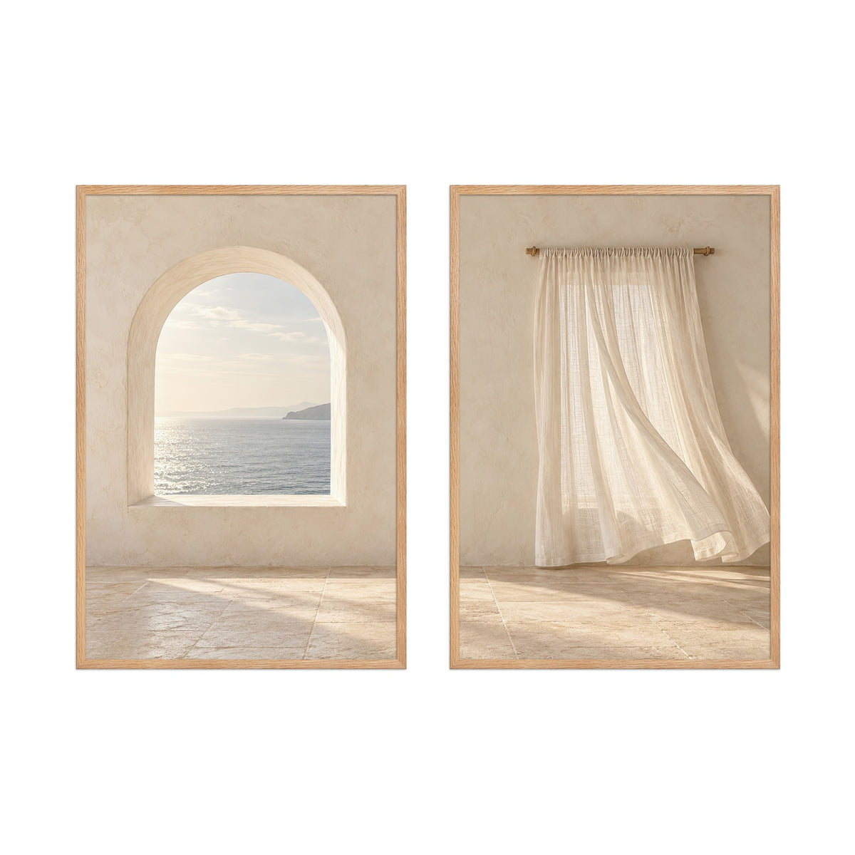 La Chambre sur la Mer — diptyque encadré, cadres en chêne massif