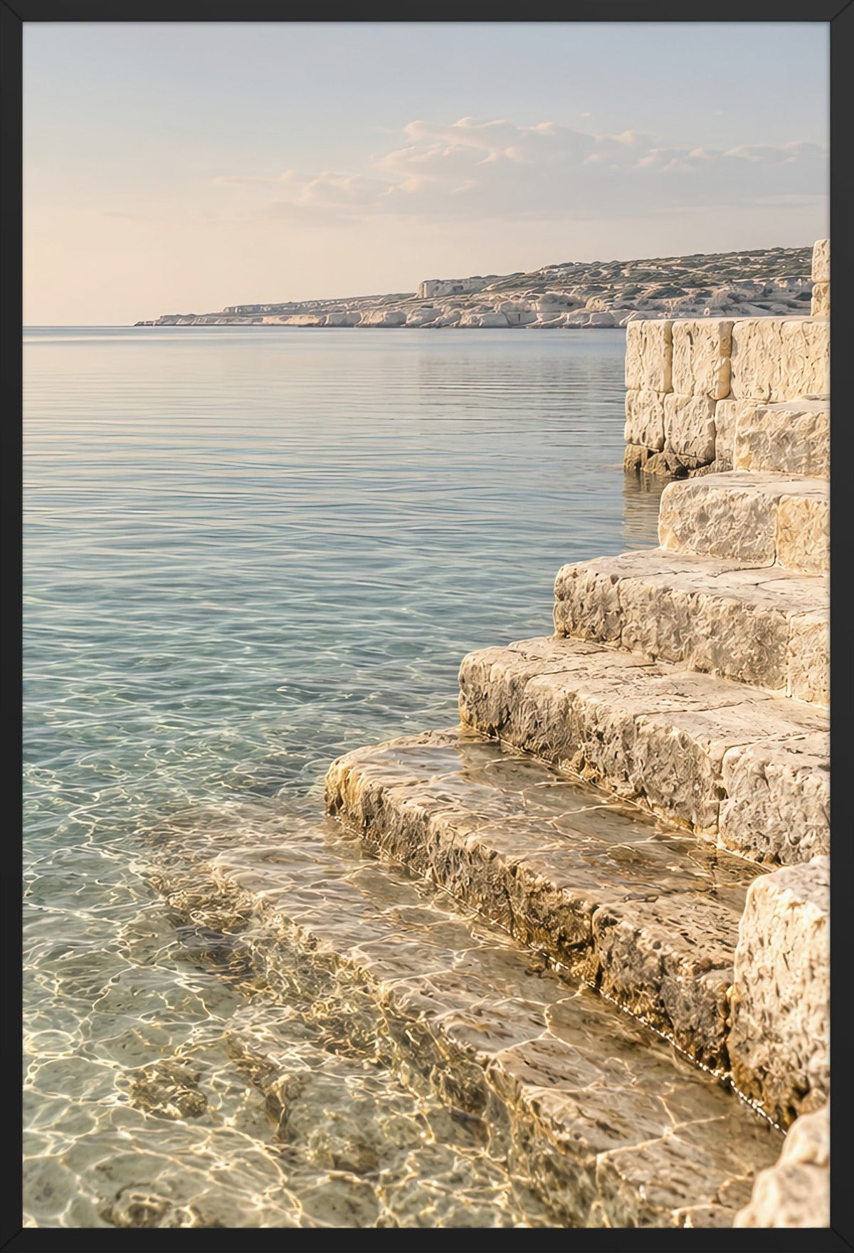Steps into the Water — black frame, 61 × 91 cm